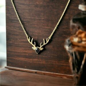Black Onyx Deer Head Necklace